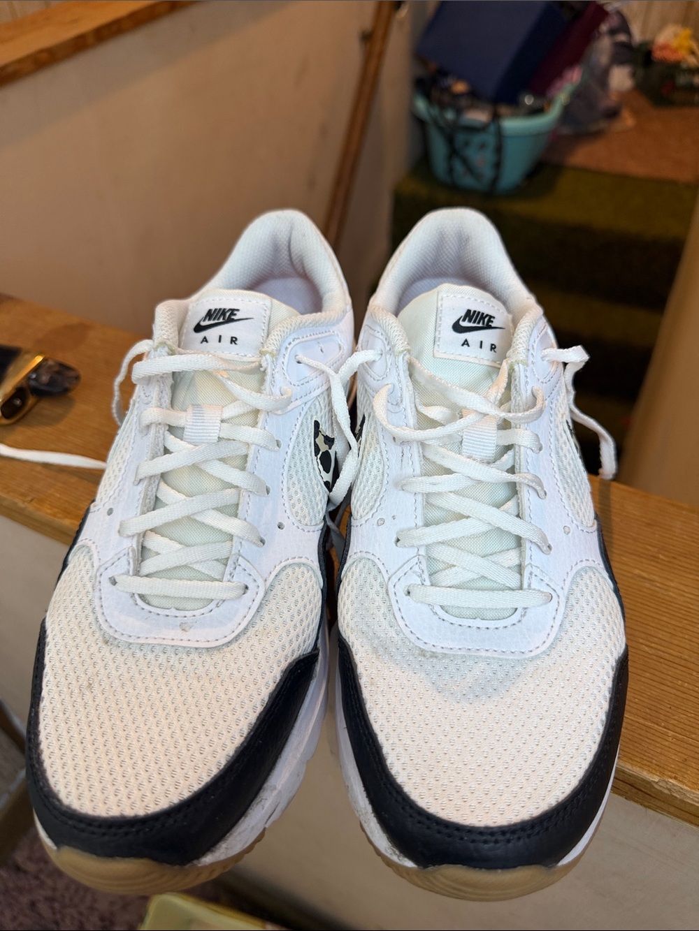 Nike Women's White, Black & Leopard Accent Sneakers